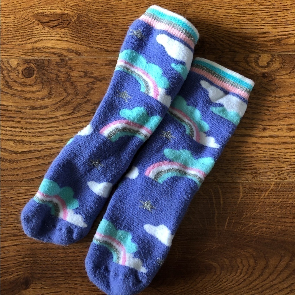 purple rainbow non-slip crew socks